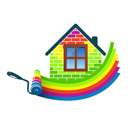 Paint roller house design for businessのイラスト素材