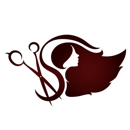 Scissors and profile of the girl beauty salon for businessのイラスト素材