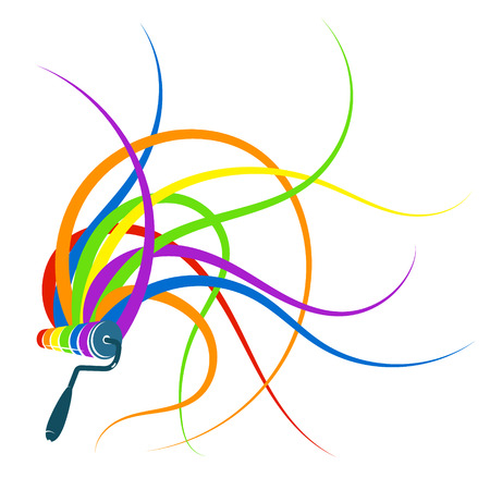 Roller with stripes of paint abstractのイラスト素材