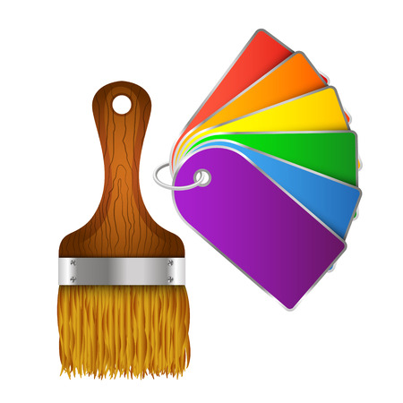 Brush with samples of paint paletteのイラスト素材