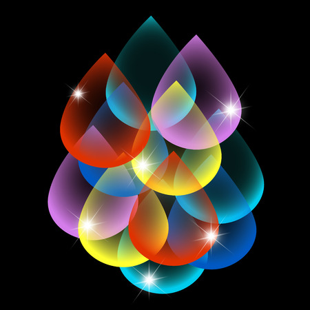 Colored drops abstract on black background design.のイラスト素材