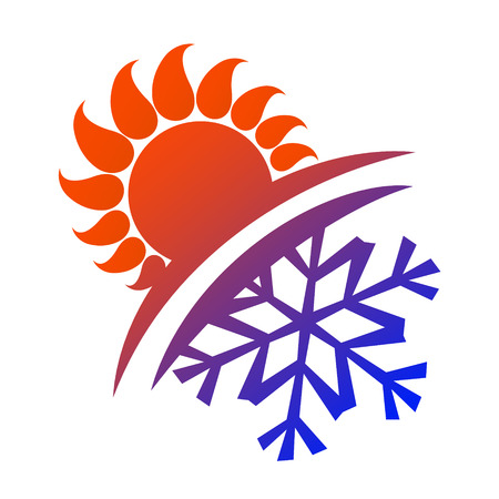 Sun and snowflake vector for air conditioning and ventilationのイラスト素材