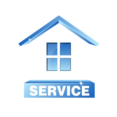 Service house symbol for business. Roof and window silhouette.のイラスト素材