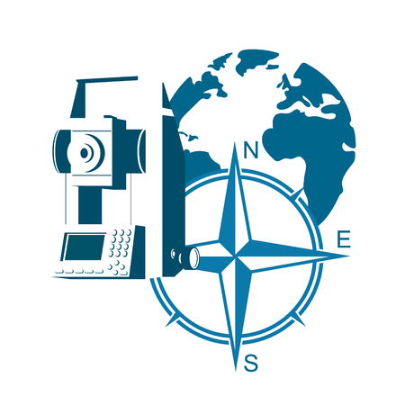 Geodesy symbol vector. The geodetic device and the globe.のイラスト素材