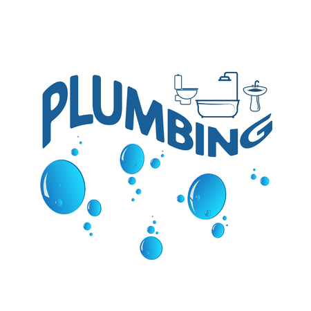 Plumbing abstract symbol with water dropsのイラスト素材
