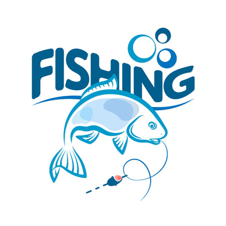 Silhouettes of fish and float for fishingのイラスト素材