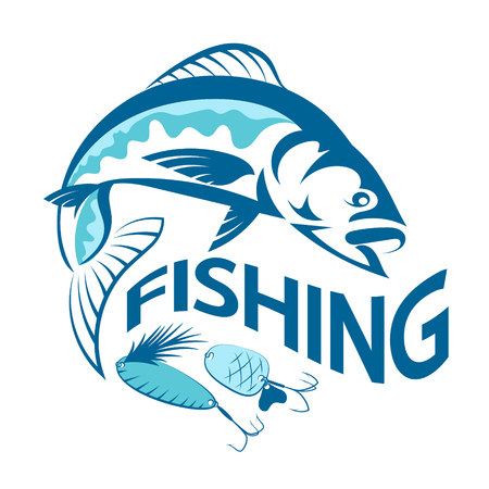 Fish and baubles symbol for fishingのイラスト素材