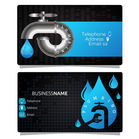 Business card for the repair of plumbing and water supplyのイラスト素材
