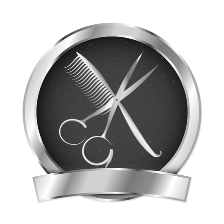 Scissors and hairbrush for beauty salon and hairdresser vector illustrationのイラスト素材