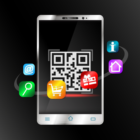 Smartphone scans the barcode for internet shoppingのイラスト素材