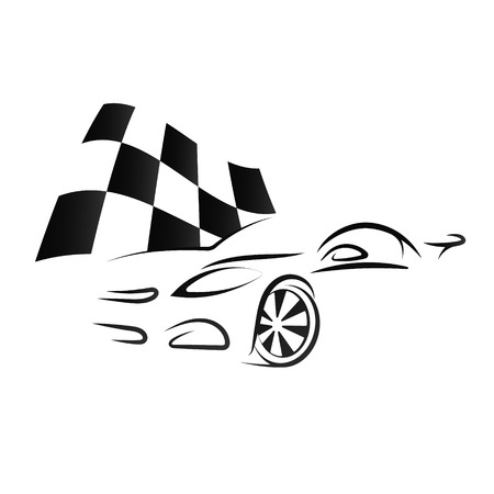 Design sport car and checkered flag silhouette.のイラスト素材