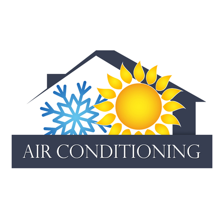 House air conditioning and ventilation symbol. Red and blue arrow vectorのイラスト素材
