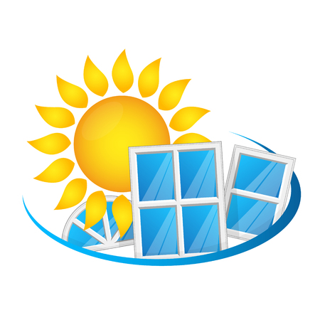 The sun and the windows that conserve the heat symbolのイラスト素材