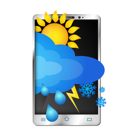 Weather forecast in smartphone vector illustrationのイラスト素材