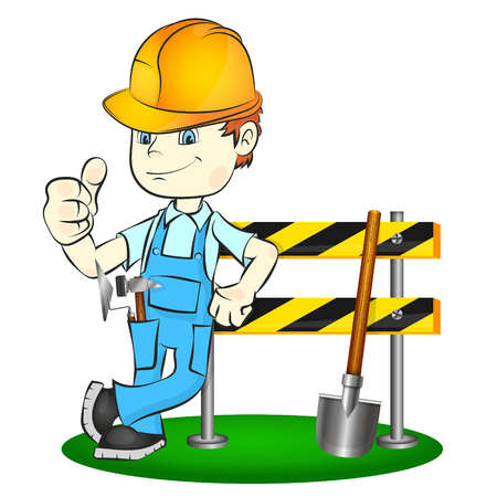 Builder with a different tool illustrationのイラスト素材