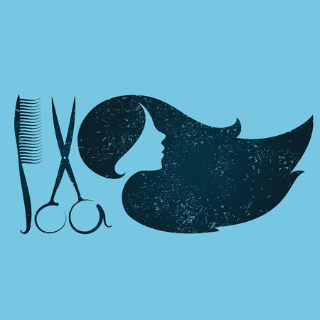 Silhouette of a girl to a beauty salon with a toolのイラスト素材