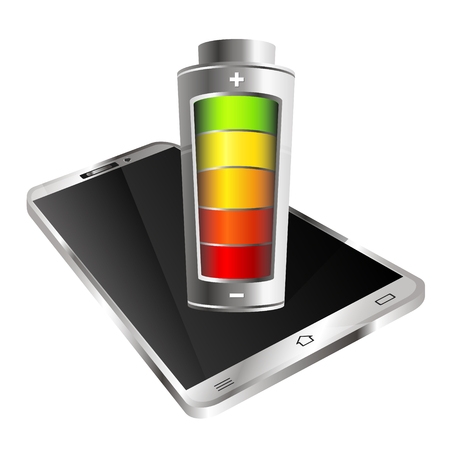 Smartphone with battery for charging illustrationのイラスト素材