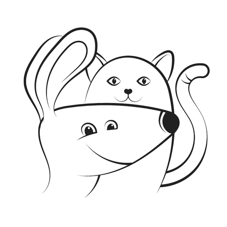Cat and dog silhouette for store and careのイラスト素材