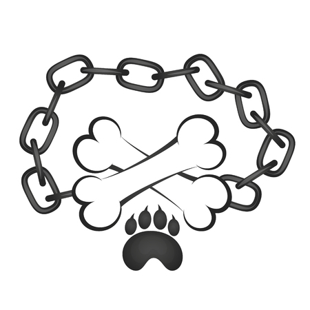 Chain and bones for dogs silhouetteのイラスト素材