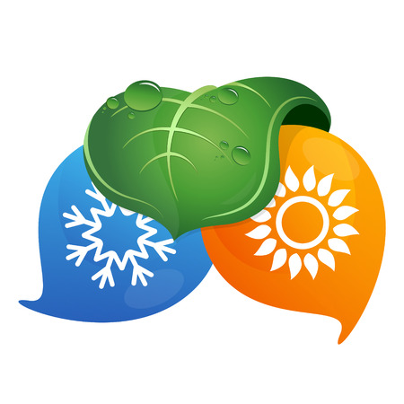 Sun and snowflake air conditioning bio symbolのイラスト素材
