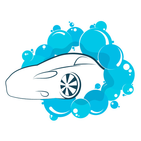 Car and drops of water for washing symbolのイラスト素材