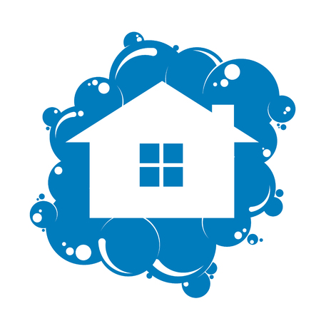 House and drop of water the symbol for cleaningのイラスト素材