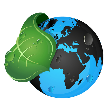 Earth and green leaf ecological symbolのイラスト素材
