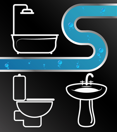 Plumbing and water pipes service illustrationのイラスト素材
