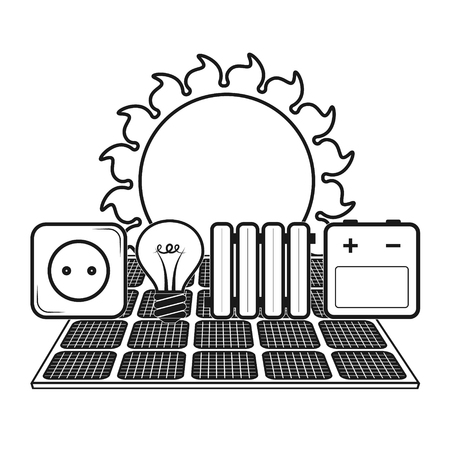 Alternative energy sources for home silhouettesのイラスト素材