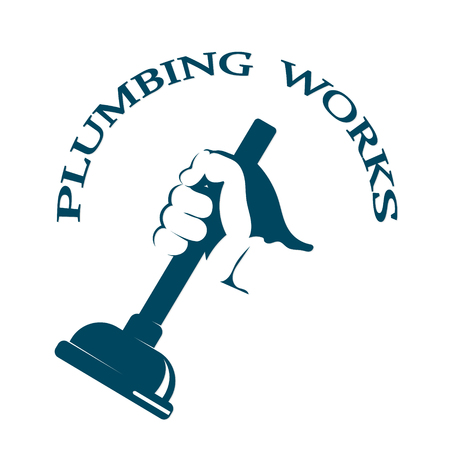 Plunger in hand for cleaning water  symbolのイラスト素材