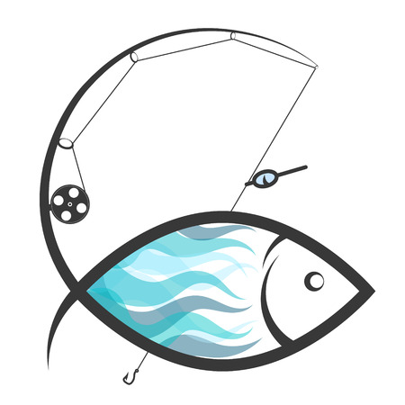 Fish with a pattern and a rod vector illustration.のイラスト素材