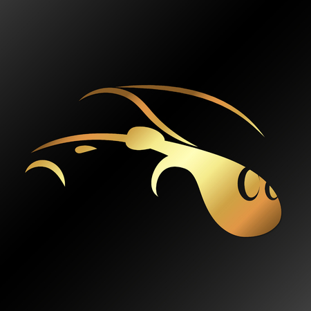Car silhouette gold on black background symbol for businessのイラスト素材