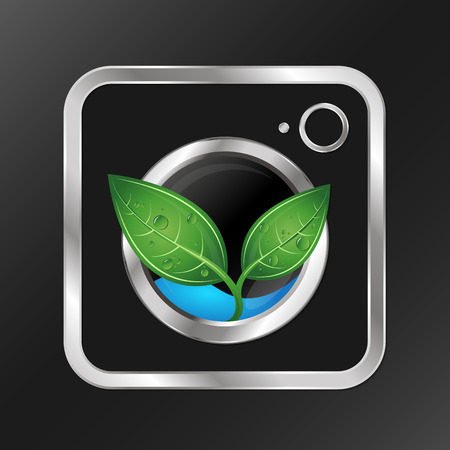 Washing machine and green leaf eco washのイラスト素材