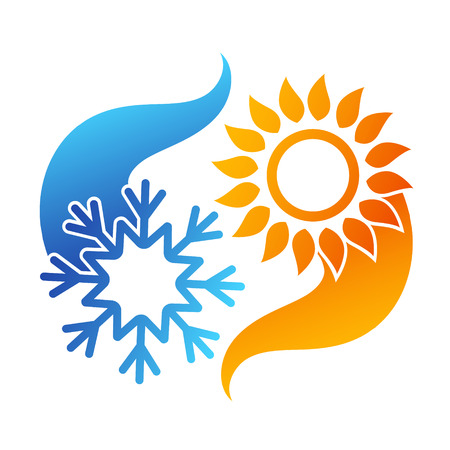 Sun and snowflake abstract air conditioner symbolのイラスト素材