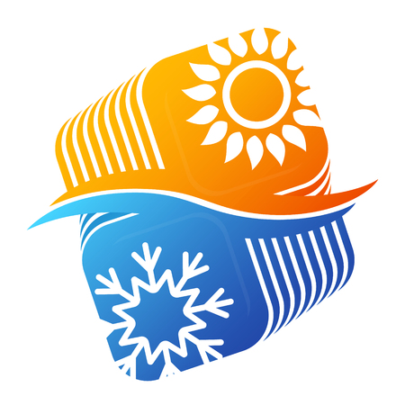 Sun and snowflake air conditioning for home illustration.のイラスト素材