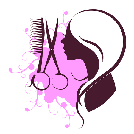 Beauty salon and hairdresser for women symbol design.のイラスト素材