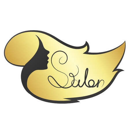 Girl beauty salon symbol golden hair vector illustration.のイラスト素材