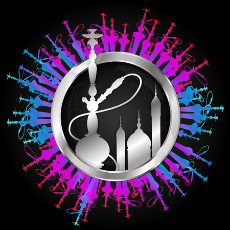 Hookah set multicolored abstract vector illustration.のイラスト素材