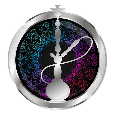 Hookah in the circle with a pattern symbol vector