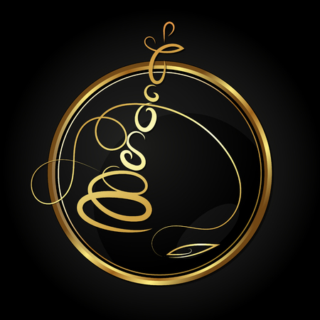 Hookah in a circle of golden silhouette vectorのイラスト素材