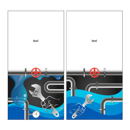 Plumbing and water supply repair and maintenance bannerのイラスト素材