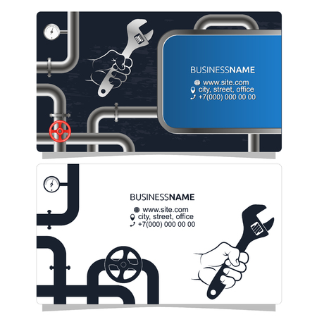 Plumbing and piping repairs and maintenance business card concept.のイラスト素材