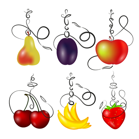 Hookahs with fruit flavors set vector Illustration.のイラスト素材