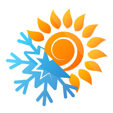 Sun and snowflake symbol for home air conditionerのイラスト素材