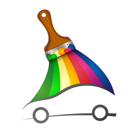 Brush symbol with paint for car paintingのイラスト素材