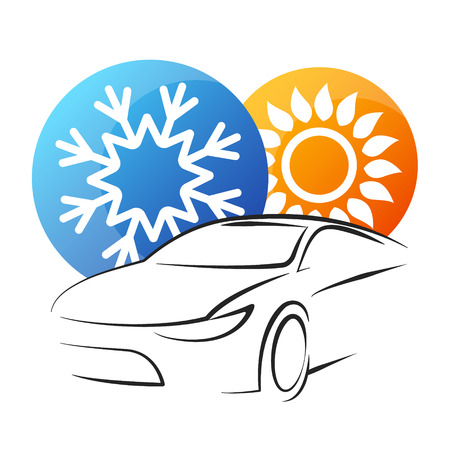Repair and maintenance of the air conditioner in the car.のイラスト素材