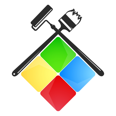 Symbol for painter with roller and brushのイラスト素材