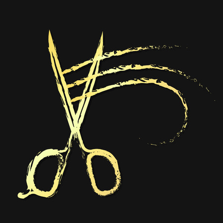 Scissors and curl hair gold color symbol abstractのイラスト素材