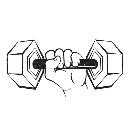 Dumbbell in hand silhouette for the gymのイラスト素材