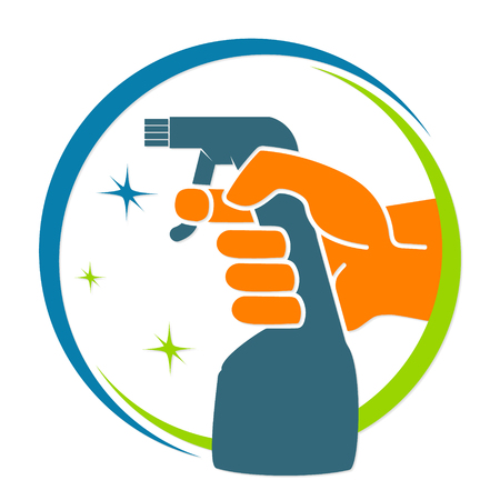 Cleaning and washing symbol spray in handのイラスト素材